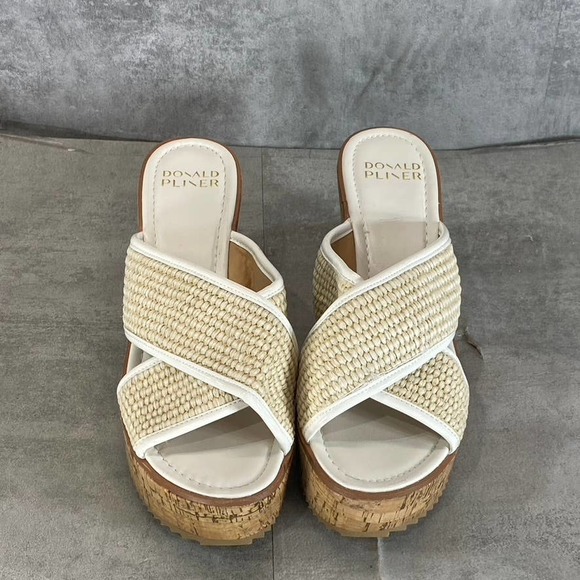 Donald Pliner Women's Natural Canvas Ilonar Crisscross Wedge Platform Sandals - Picture 4 of 13